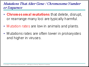 Mutations That Alter Gene / Chromosome Number or Sequence