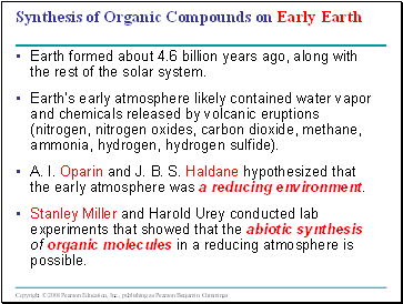 Synthesis of Organic Compounds on Early Earth