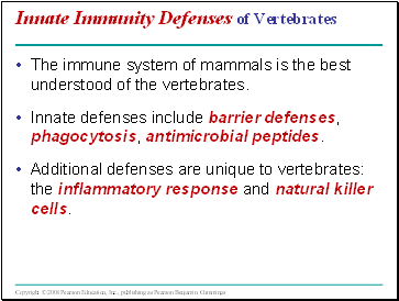 Innate Immunity Defenses of Vertebrates