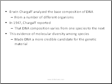 Erwin Chargaff analyzed the base composition of DNA