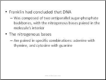 Franklin had concluded that DNA