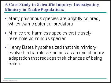 A Case Study in Scientific Inquiry: Investigating Mimicry in Snake Populations