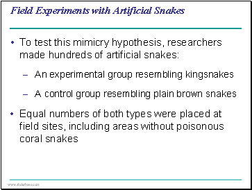 Field Experiments with Artificial Snakes