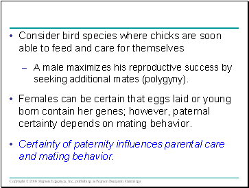 Consider bird species where chicks are soon able to feed and care for themselves