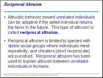 Reciprocal Altruism