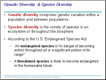 Genetic Diversity & Species Diversity