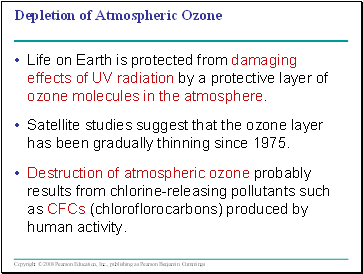 Depletion of Atmospheric Ozone