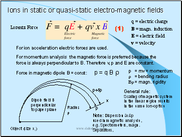 Ions in static or quasi-static electro-magnetic fields