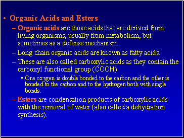 Organic Acids and Esters