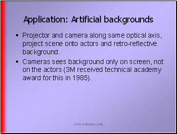 Application: Artificial backgrounds