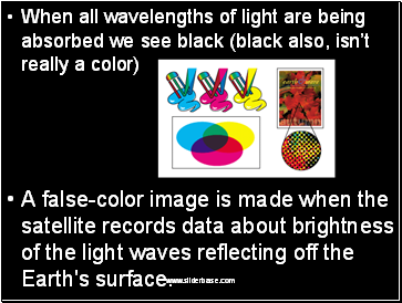 When all wavelengths of light are being absorbed we see black (black also, isnt really a color)