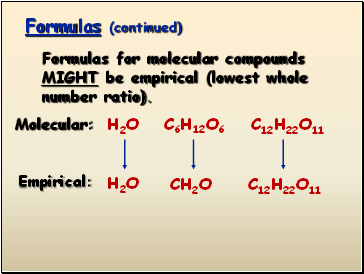 Formulas (continued)