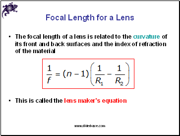 Focal Length for a Lens