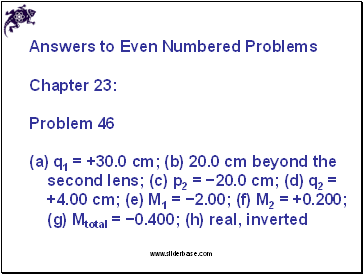 Answers to Even Numbered Problems