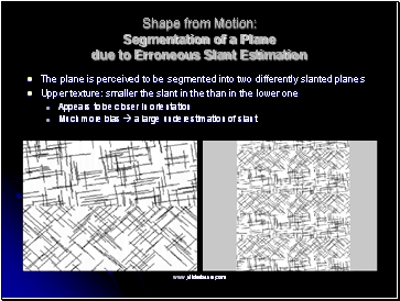 Shape from Motion: Segmentation of a Plane due to Erroneous Slant Estimation
