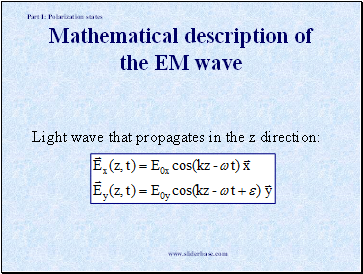 Mathematical description of the EM wave