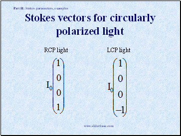 Stokes vectors for circularly polarized light