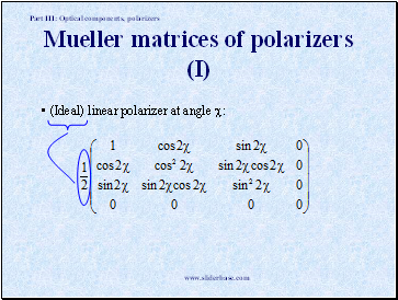 Mueller matrices of polarizers (I)