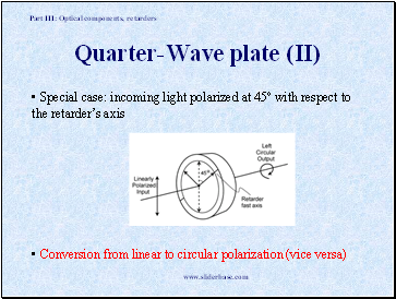 Special case: incoming light polarized at 45º with respect to the retarders axis