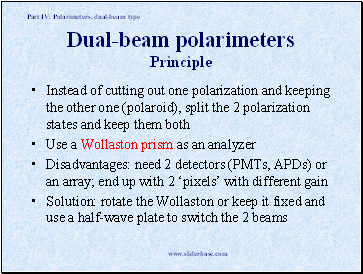 Dual-beam polarimeters Principle
