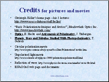 Credits for pictures and movies