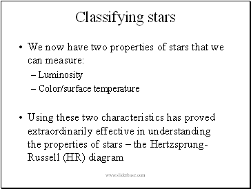 Classifying stars