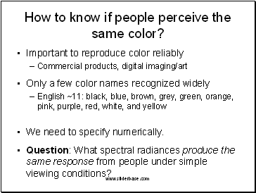 How to know if people perceive the same color?
