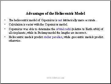 Advantages of the Heliocentric Model