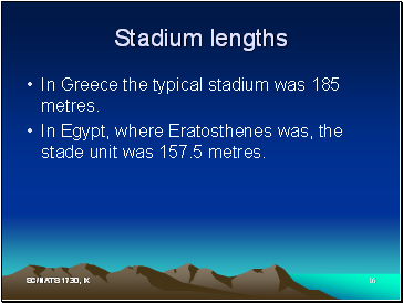Stadium lengths
