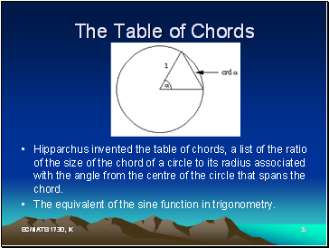 The Table of Chords