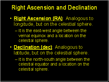 Right Ascension and Declination