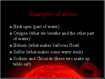 Examples of atoms
