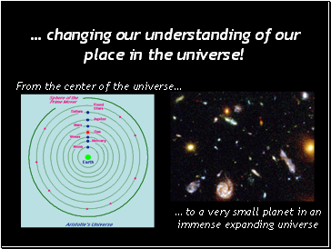  changing our understanding of our place in the universe!
