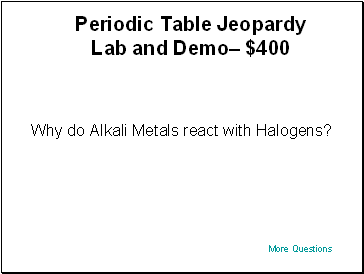 Periodic Table Jeopardy Lab and Demo– $400