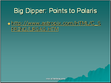 Big Dipper: Points to Polaris