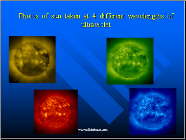 Photos of sun taken at 4 different wavelengths of ultraviolet