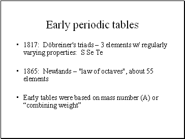 Early periodic tables