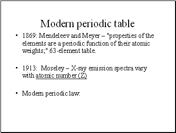 Modern periodic table