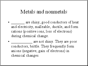 Metals and nonmetals