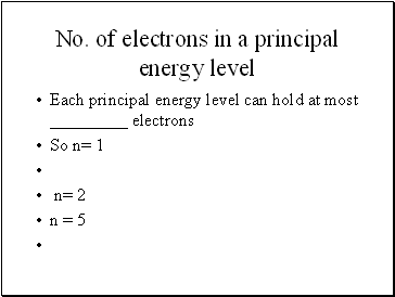 No. of electrons in a principal energy level