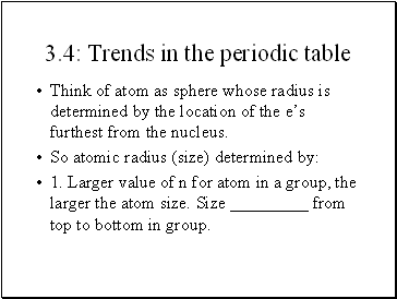 Trends in the periodic table