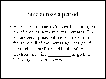 Size across a period