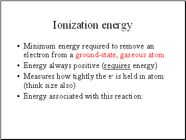 Ionization energy