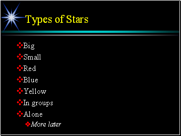 Types of Stars