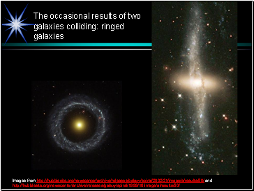 The occasional results of two galaxies colliding: ringed galaxies