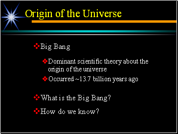 Origin of the Universe