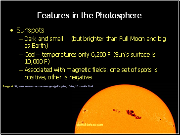 Features in the Photosphere