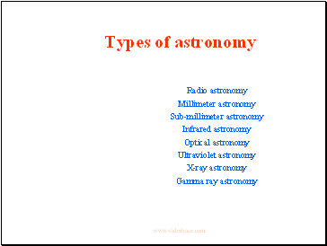 Types of astronomy