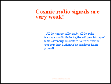 Cosmic radio signals are very weak!