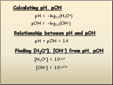 Calculating pH, pOH